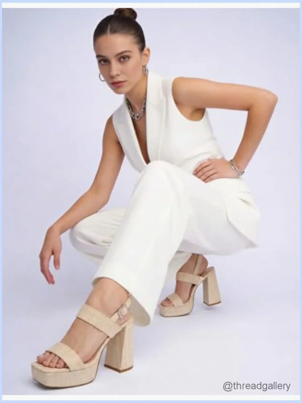 Square Open Toe Chunky Heel Platform Sandals Ankle Strap Heels Wedding Party